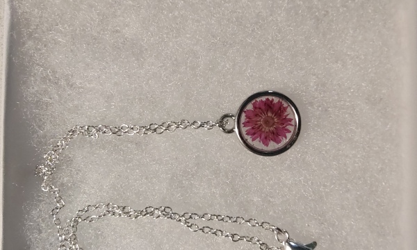 Small Pink/Silver Flower Necklace