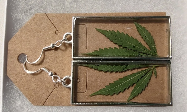 420 silver rectangle earrings