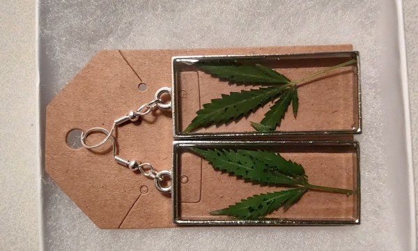 420 silver rectangle earrings