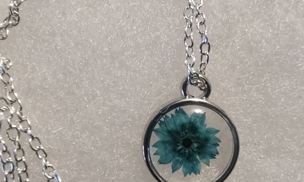 Small Turquoise/Silver Flower Necklace